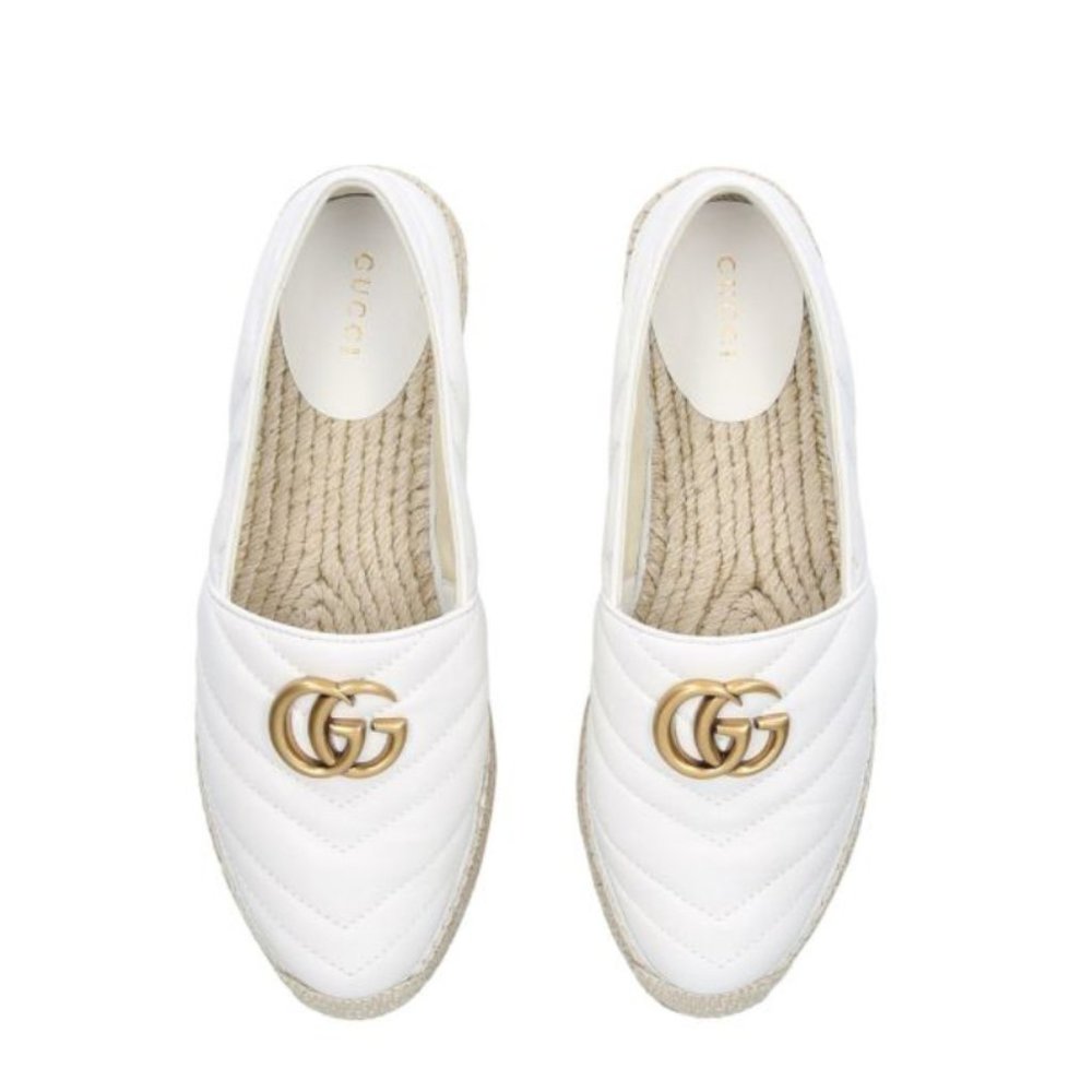 GUCCI Chevron Leather Espadrille with Double